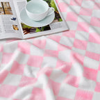 Pastel Pink Plaid Throw Blanket