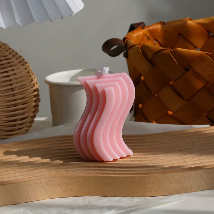 Wavy Pastel Pink Candle