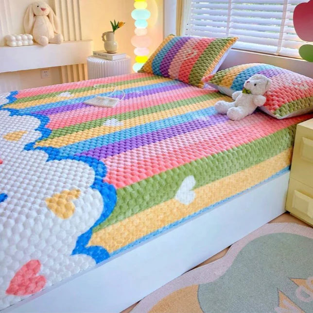 Soft Rainbow Bed Cover
