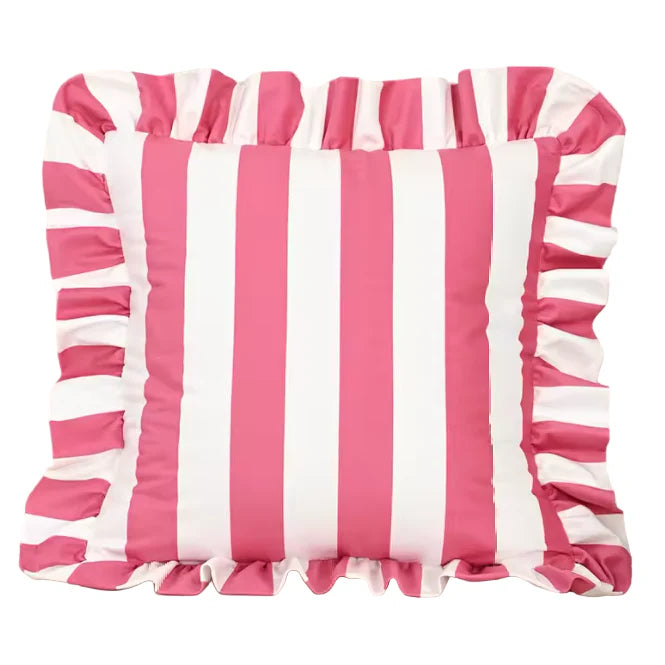 Stripe And Lace Cushion Cover