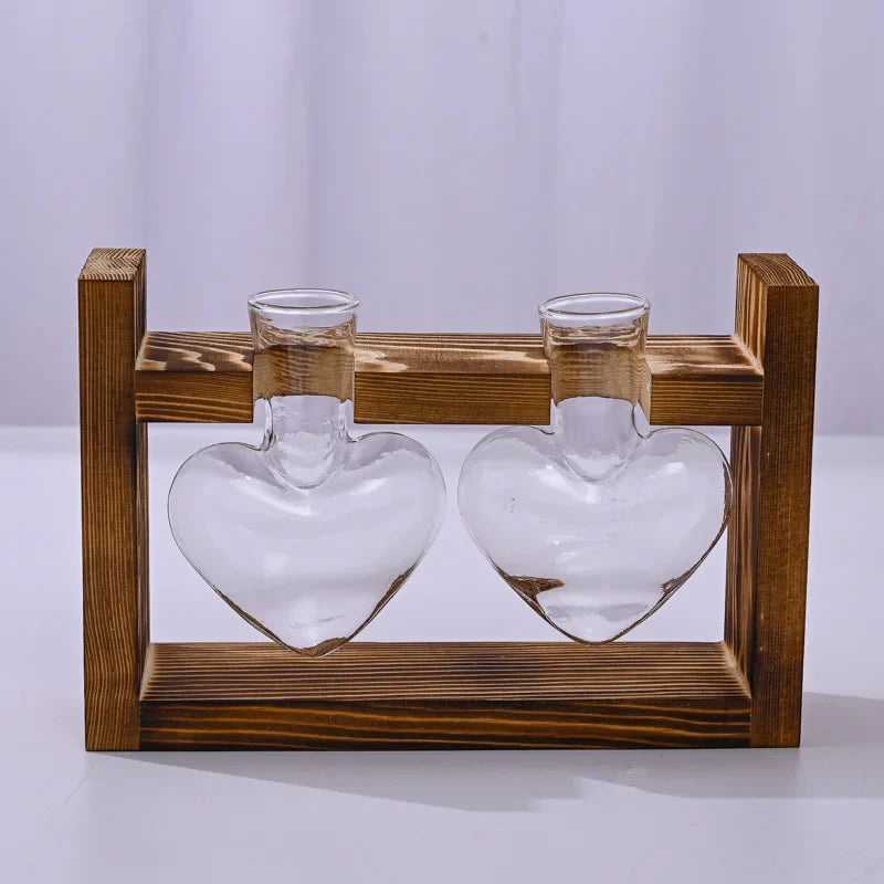 Wooden Heart Shape Vase
