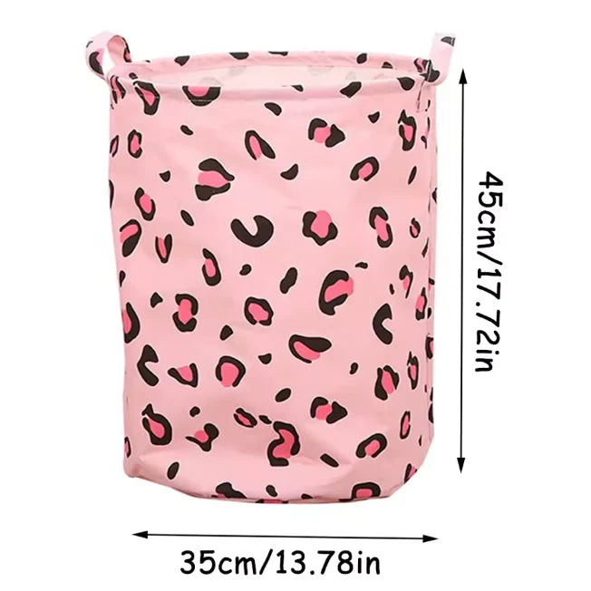 Pink Leopard Laundry Basket