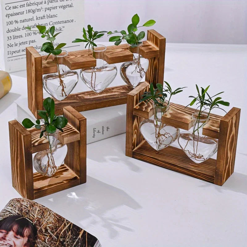 Wooden Heart Shape Vase