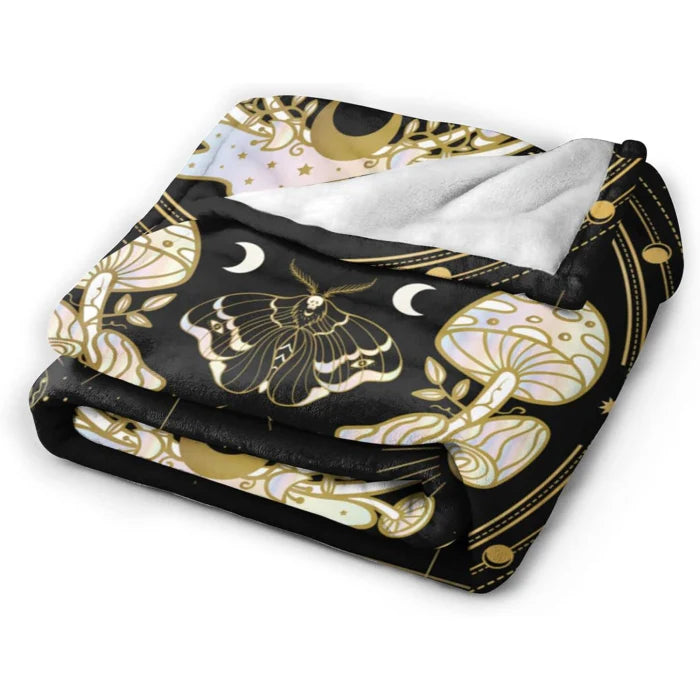 Midnight Mushroom Throw Blanket