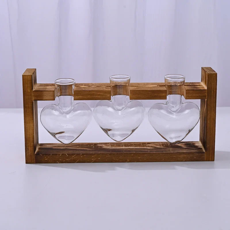 Wooden Heart Shape Vase