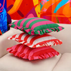 Stripe And Lace Cushion Cover