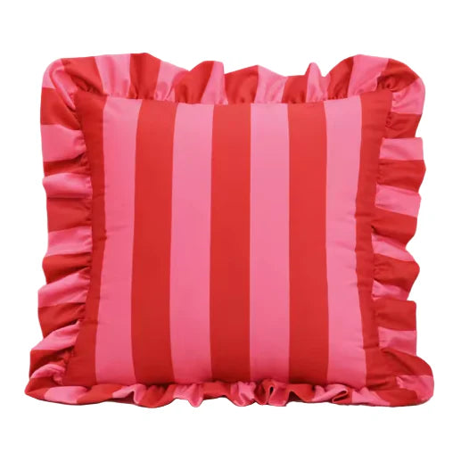 Stripe And Lace Cushion Cover